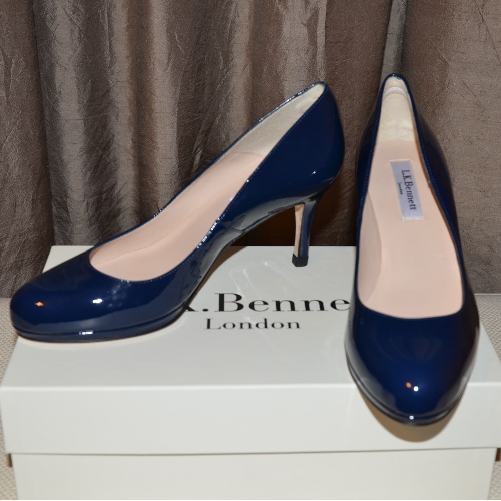 LK Bennett Blue Patent Leather Heels